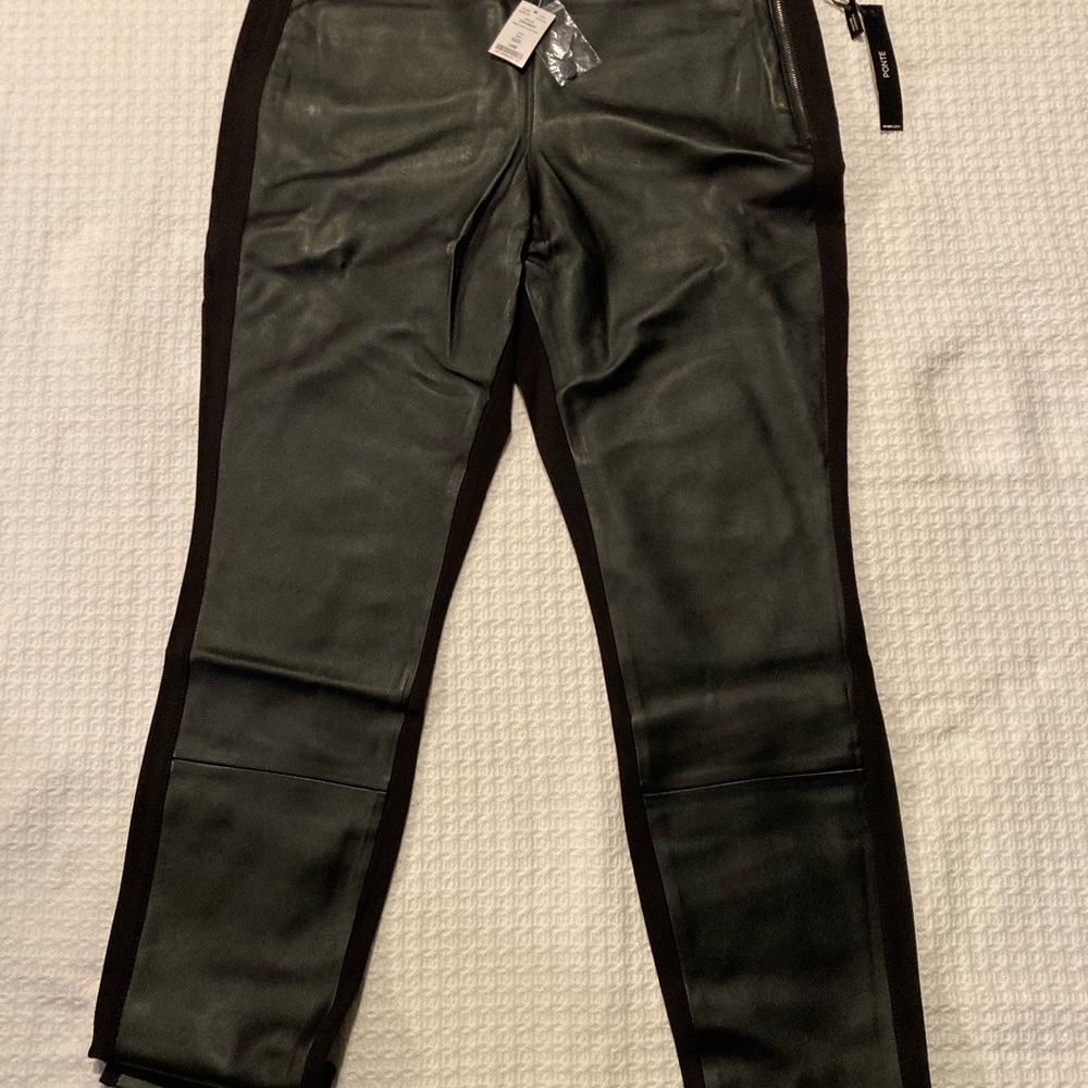 White House Black Market Women's Faux leather panel skinny pants
